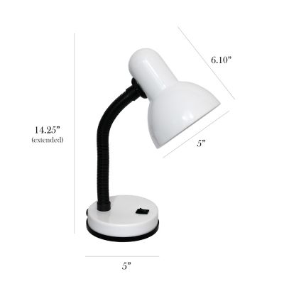 Image showing  13.85 in. H Basic Metal Desk Lamp with Flexible Hose Neck, White