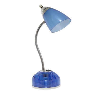 Image showing  20 in. H Flossy Organizer Desk Lamp with Charging Outlet Lazy Susan Base, Blue