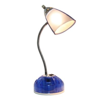 Image showing  20 in. H Flossy Organizer Desk Lamp with Charging Outlet Lazy Susan Base, Blue