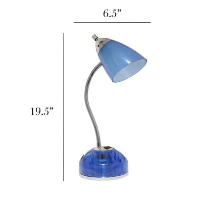 Image showing  20 in. H Flossy Organizer Desk Lamp with Charging Outlet Lazy Susan Base, Blue
