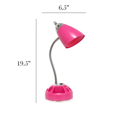 Image showing  20 in. H Flossy Organizer Desk Lamp with Charging Outlet Lazy Susan Base, Pink