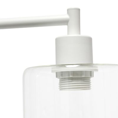 Image showing  19 in. H Bronson Antique Industrial Iron Lantern Desk Lamp with Glass Shade, White