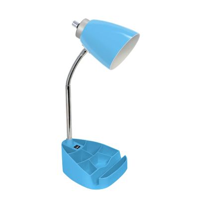 Limelights Gooseneck Organizer Desk Lamp With Holder And Usb Port, Blue