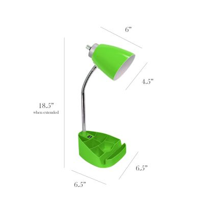 Image showing  Gooseneck Organizer Desk Lamp with Holder and USB Port, Green