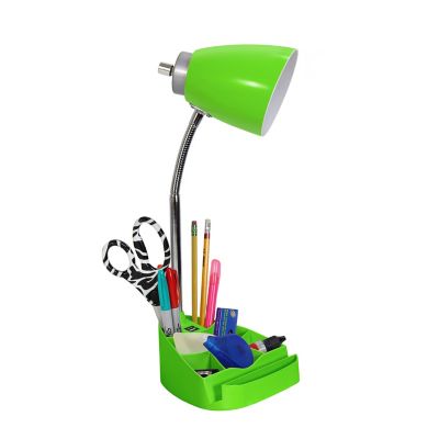 Image showing  Gooseneck Organizer Desk Lamp with Holder and USB Port, Green