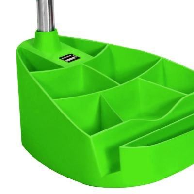 Image showing  Gooseneck Organizer Desk Lamp with Holder and USB Port, Green