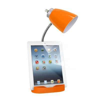 Image showing  Gooseneck Organizer Desk Lamp with Holder and USB Port, Orange