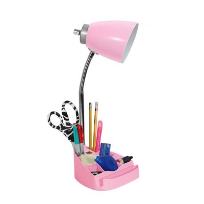 Image showing  Gooseneck Organizer Desk Lamp with Holder and USB Port, Pink