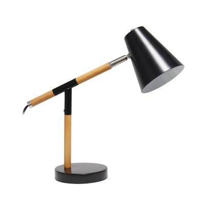 Simple Designs Wooden Pivot Desk Lamp, Black