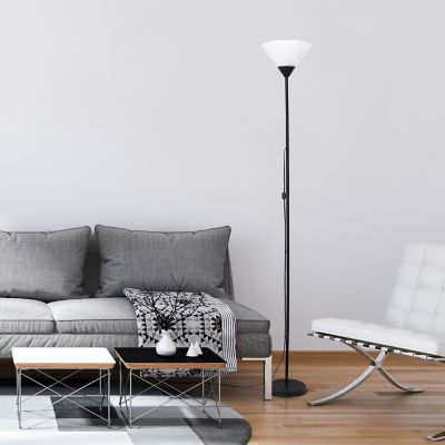 Simple Designs 71.25 in. 1-Light Stick Torchiere Floor Lamp, Black