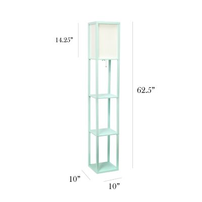 Image showing  62.75 in. Floor Lamp Etagere Organizer Storage Shelf with Linen Shade, Aqua