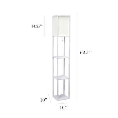Image showing  62.75 in. Floor Lamp Etagere Organizer Storage Shelf with Linen Shade, White