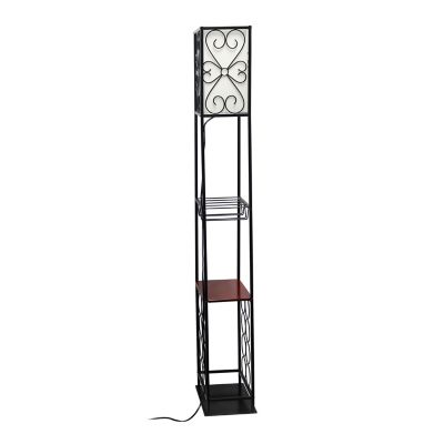 Image showing  63 in. Etagere Organizer Wood Accented Wine Rack Floor Lamp, Black