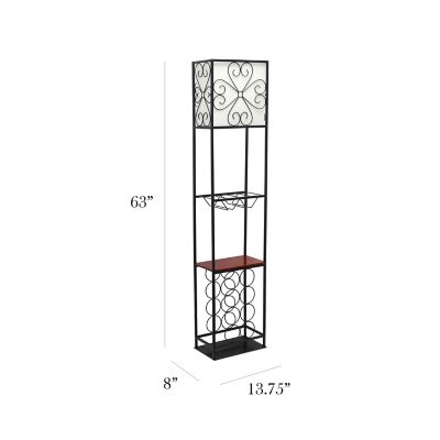 Image showing  63 in. Etagere Organizer Wood Accented Wine Rack Floor Lamp, Black