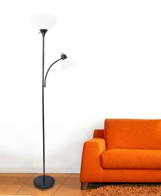 Simple Designs 71.5 in. Floor Lamp with Reading Light, Black