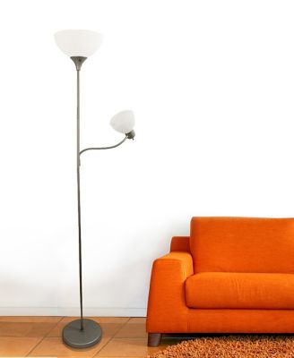Simple Designs Floor Lamp With Reading Light, 71.5 In., Gray