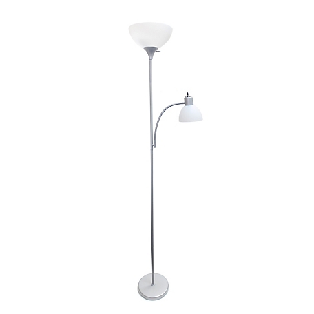 Simple Designs 71.5 in. H Floor Lamp with Reading Light, Gray