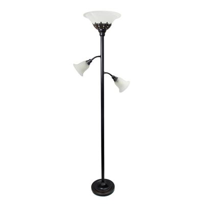 Elegant Designs 3-Light Floor Lamp with Scalloped Glass Shades, 71 in., Bronze