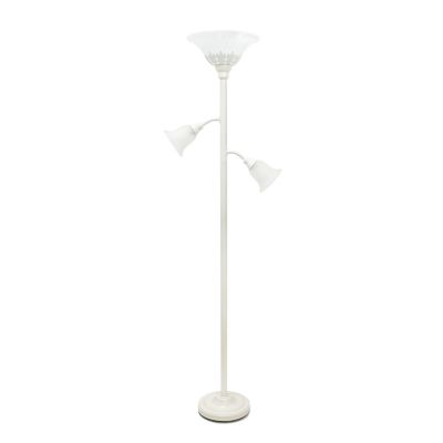 Elegant Designs 3-Light Floor Lamp with Scalloped Glass Shades, 71 in., White