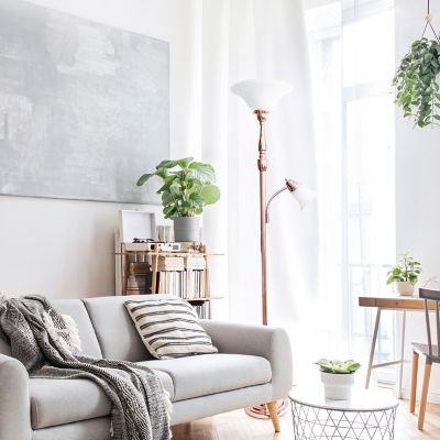 Elegant Designs 2-Light Mother Daughter Floor Lamp with Marble Glass, 71 in., Rose Gold