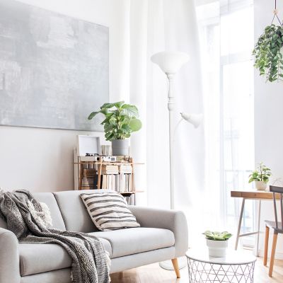 Elegant Designs 71 in. 2-Light Mother Daughter Floor Lamp with Marble Glass, Coastal White