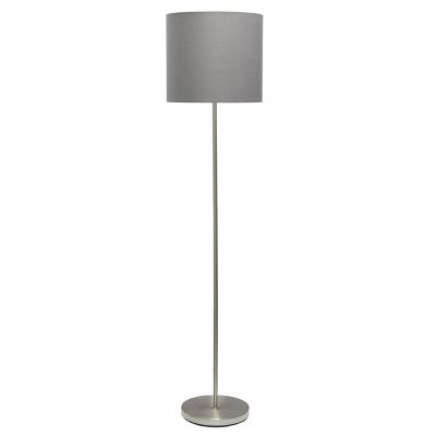 Simple Designs 58 in. Drum Shade Floor Lamp, Brushed Nickel/Gray Shade