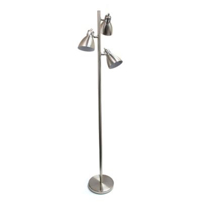 Simple Designs 63.75 in. Metal 3-Light Tree Floor Lamp, Brushed Nickel