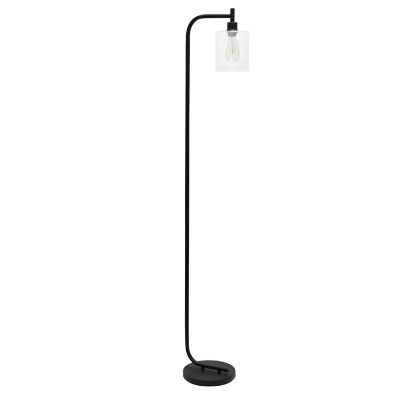 Simple Designs 67 In. Modern Iron Lantern Floor Lamp With Glass Shade
