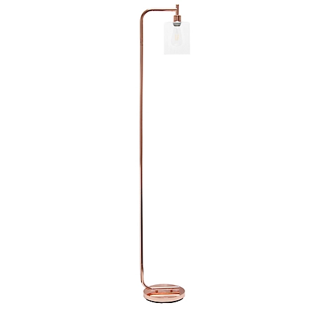 Simple Designs 67 in. Modern Iron Lantern Floor Lamp with Glass Shade, Red