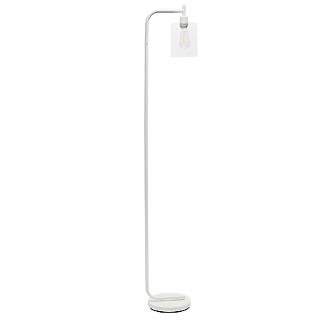 Simple Designs 67 in. Modern Iron Lantern Floor Lamp with Glass Shade, White