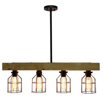 Image showing  4-Light Farmhouse Beam Pendant Light, Light Wood