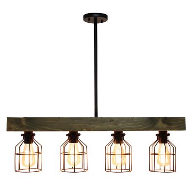 Image showing  4-Light Farmhouse Beam Pendant Light, Restored Wood
