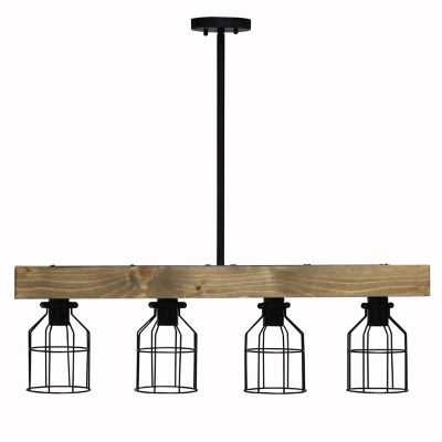 Image showing 8 th Lalia Home 4-Light Farmhouse Beam Pendant Light, Restored Wood