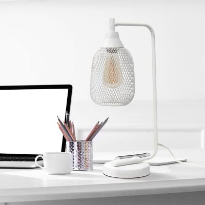 Lalia Home Industrial Mesh Desk Lamp, White