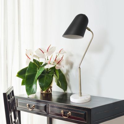 Lalia Home Asymmetrical Marble and Metal Desk Lamp with Sloped Shade