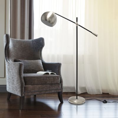 Lalia Home 59 in. Matte Swivel Floor Lamp with Inner Dome Shade, Brushed Nickel