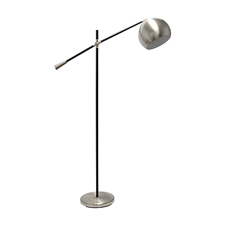 Lalia Home 59 in. Matte Swivel Floor Lamp with Inner Dome Shade, Brushed Nickel