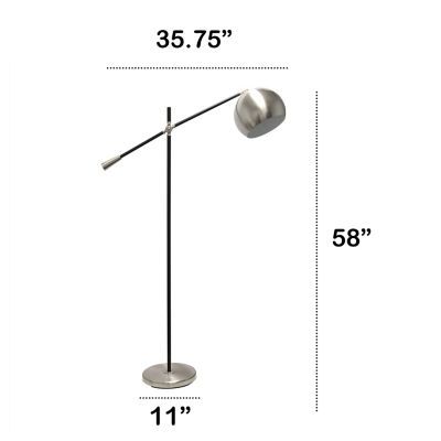 Image showing  59 in. Matte Swivel Floor Lamp with Inner Dome Shade, Brushed Nickel