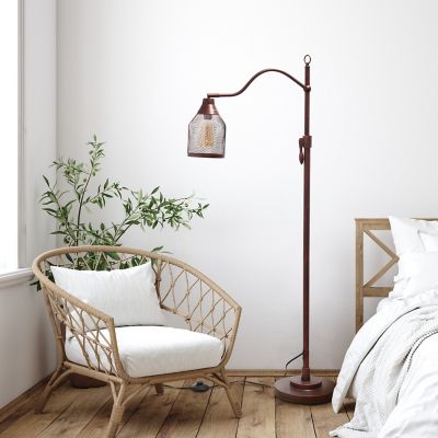 Lalia Home 60 in. Vintage Arched 1-Light Floor Lamp with Iron Mesh Shade