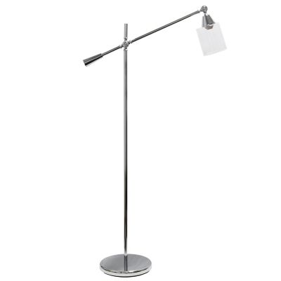 Lalia Home 56 in. Swing Arm Floor Lamp with Clear Glass Cylindrical Shade, Polished Chrome