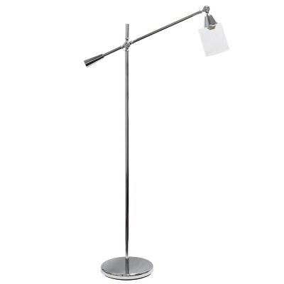 Image showing  56 in. Swing Arm Floor Lamp with Clear Glass Cylindrical Shade, Polished Chrome