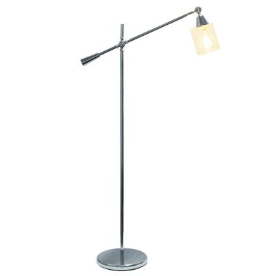 Image showing  56 in. Swing Arm Floor Lamp with Clear Glass Cylindrical Shade, Polished Chrome