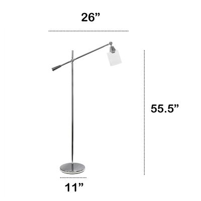 Image showing  56 in. Swing Arm Floor Lamp with Clear Glass Cylindrical Shade, Polished Chrome