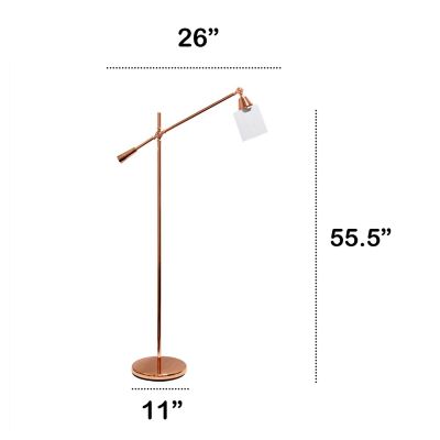 Image showing  56 in. Swing Arm Floor Lamp with Clear Glass Cylindrical Shade, Rose Gold