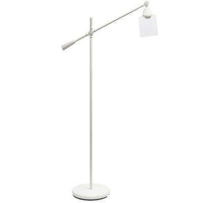 Lalia Home 56 In. Swing Arm Floor Lamp With Clear Glass Cylindrical Shade, White Matte