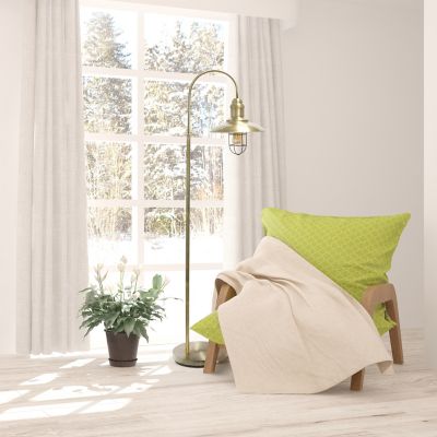 Lalia Home 64 in. Modern Farmhouse 1-Light Floor Lamp, Antique Brass