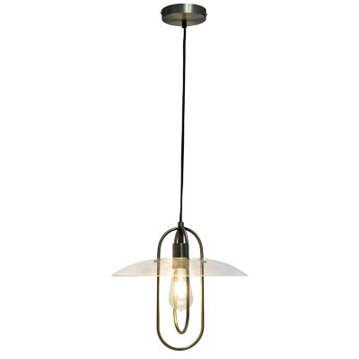 Image showing  1-Light Elongated Metal Pendant Light, Antique Brass