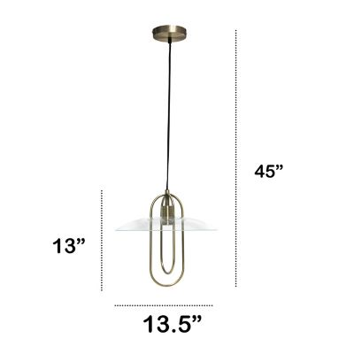 Image showing  1-Light Elongated Metal Pendant Light, Antique Brass