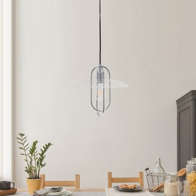 Lalia Home 1-Light Elongated Metal Pendant Light, Chrome