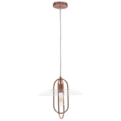 Image showing  1-Light Elongated Metal Pendant Light, Rose Gold